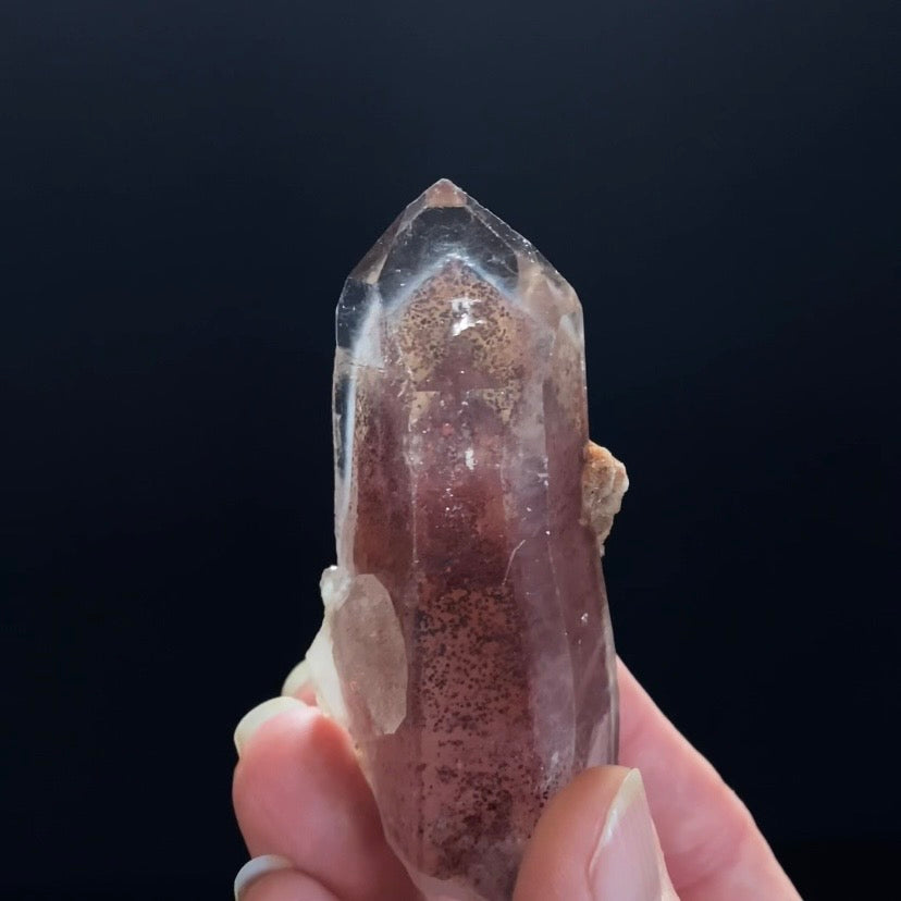 Red Hematite Double Phantom Sunset Quartz Crystal - Tamil Nadu, India