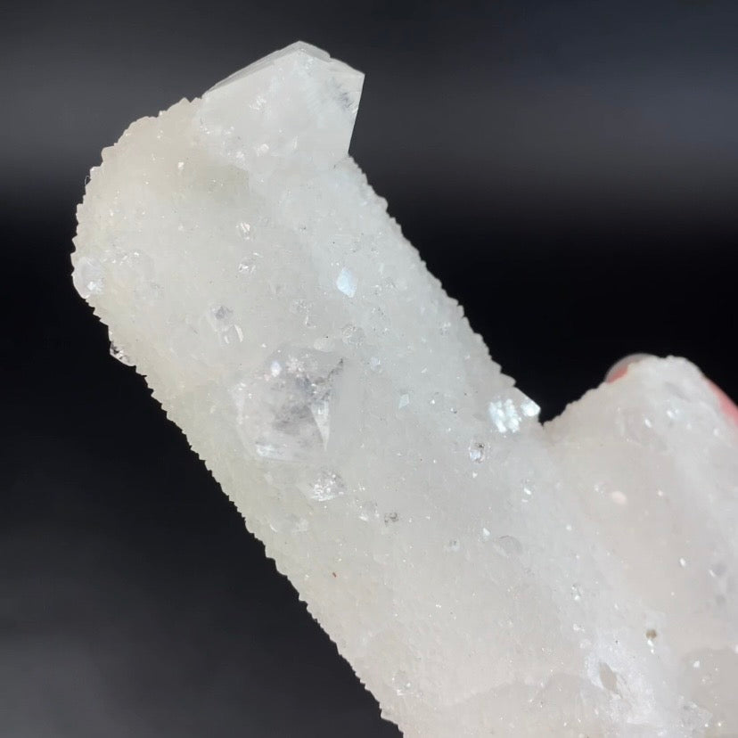 Clear Apophyllite Stalactite Formation Cluster with Fluorescent Calcite Core