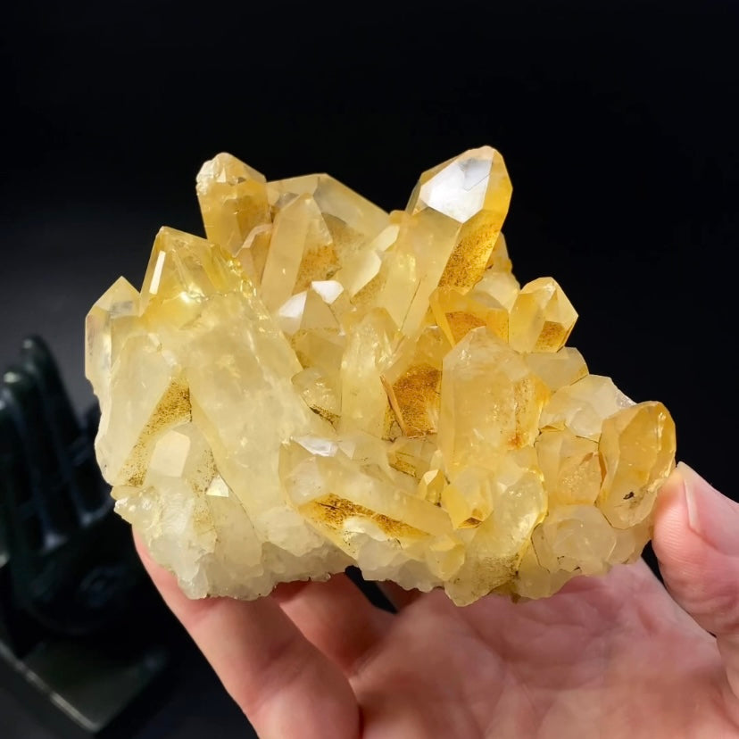 Clear Quartz Crystal Cluster with Natural Yellow Iron Oxide Coating