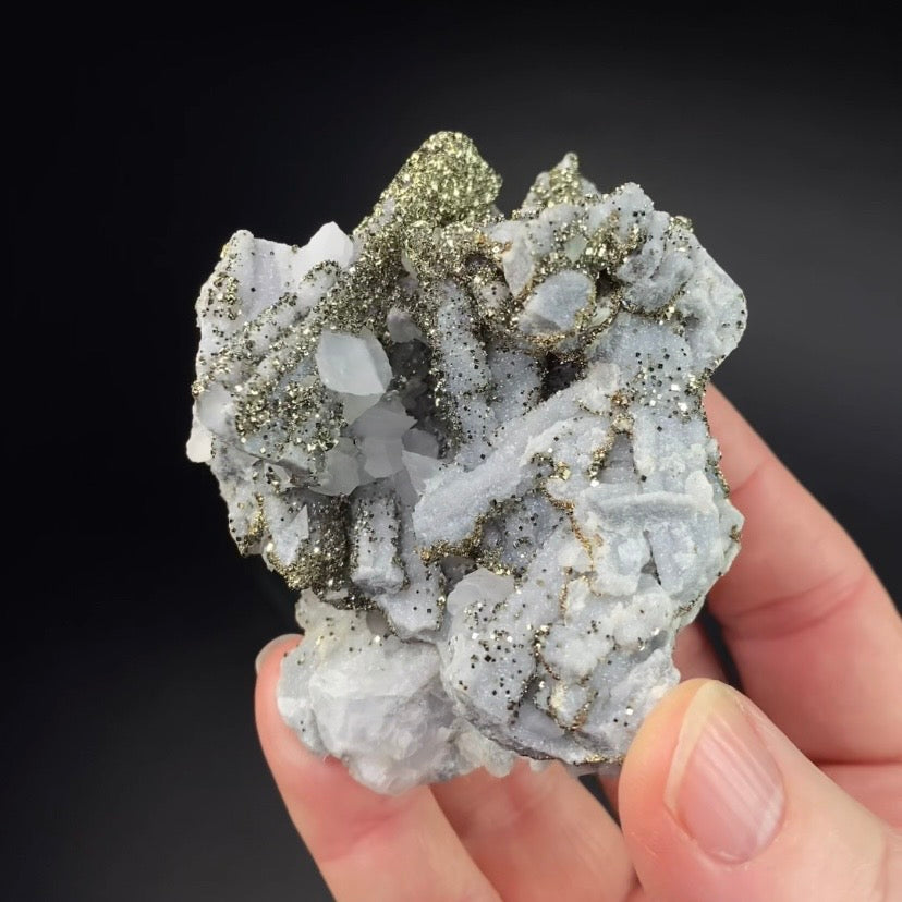 Chalcedony, Pyrite & Calcite Cluster from Trepca Mine Complex, Mitrovica, Kosovo