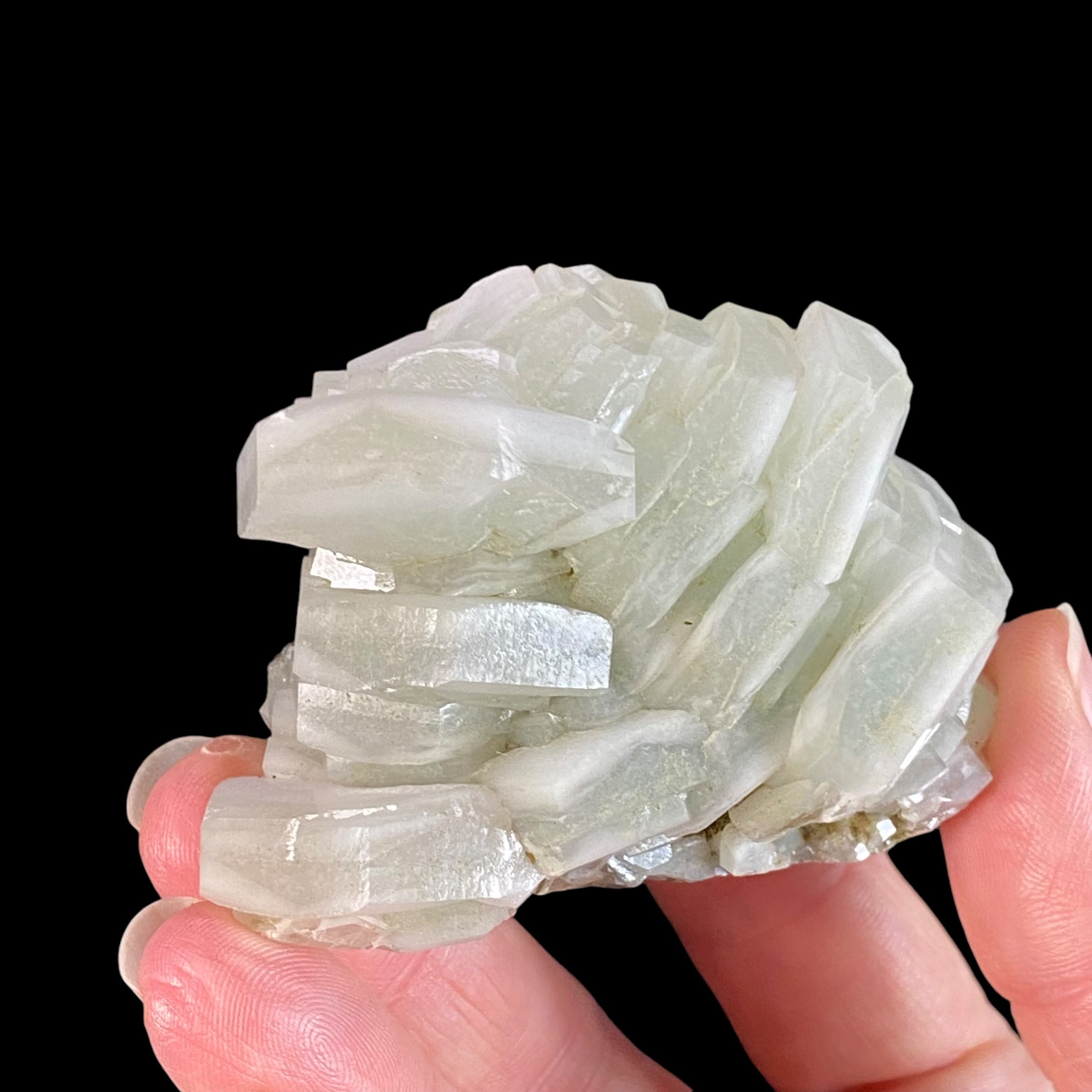 Fluorescent Hexagonal Sandwich Calcite Crystal Cluster