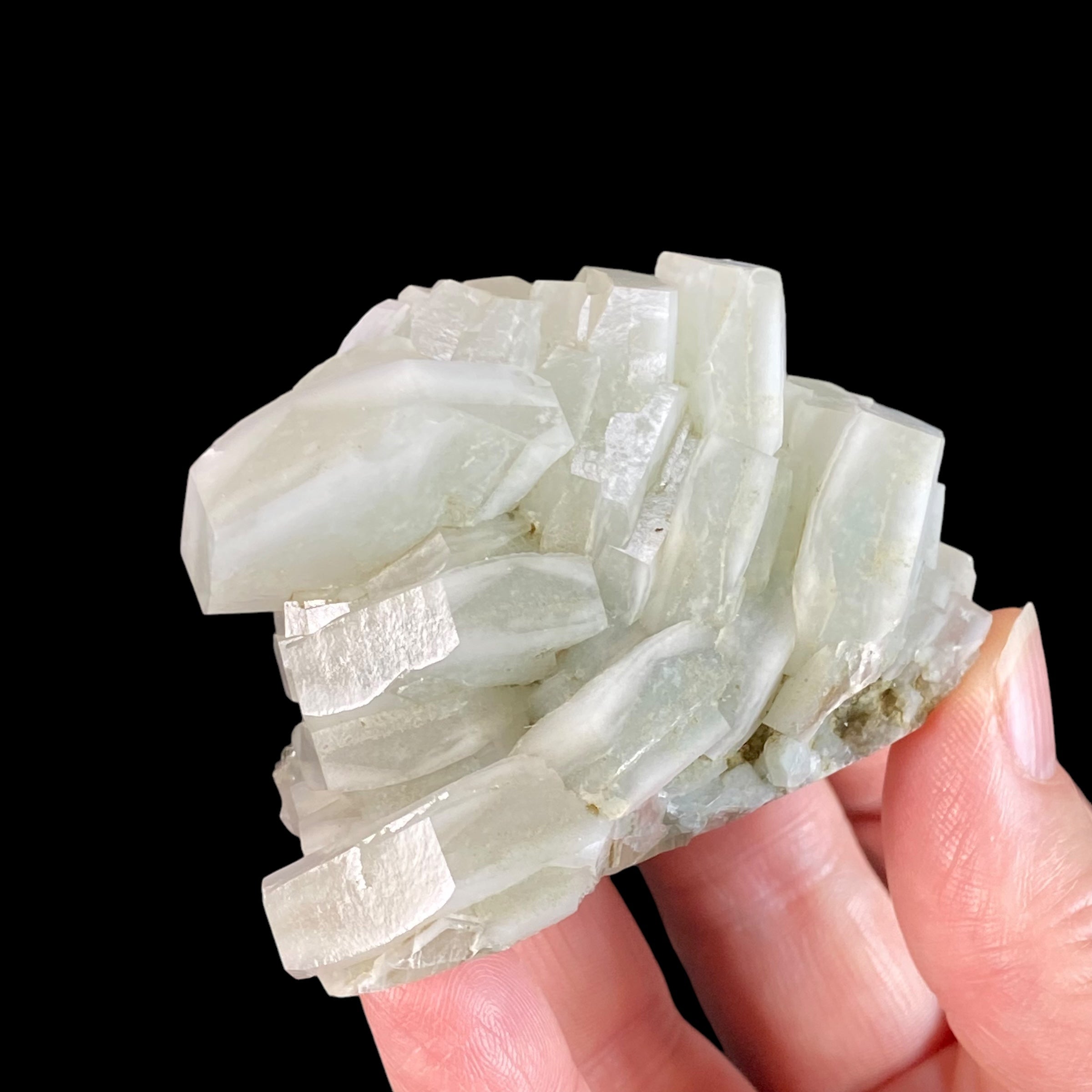 Fluorescent Hexagonal Sandwich Calcite Crystal Cluster
