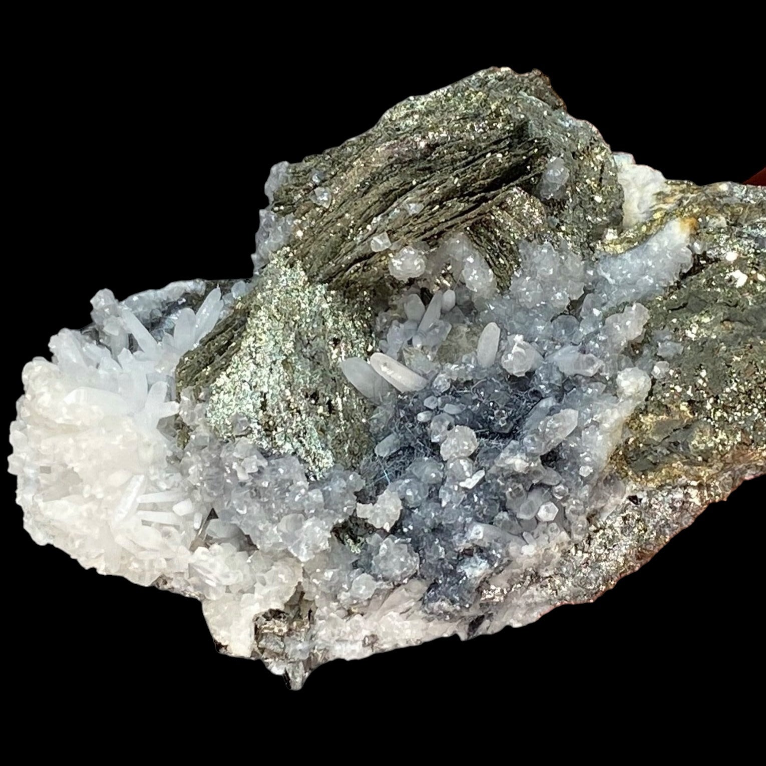 Pyrite After Pyrrhotite with Calcite, Quartz & Boulangerite from Trepca Mine Complex, Kosovo