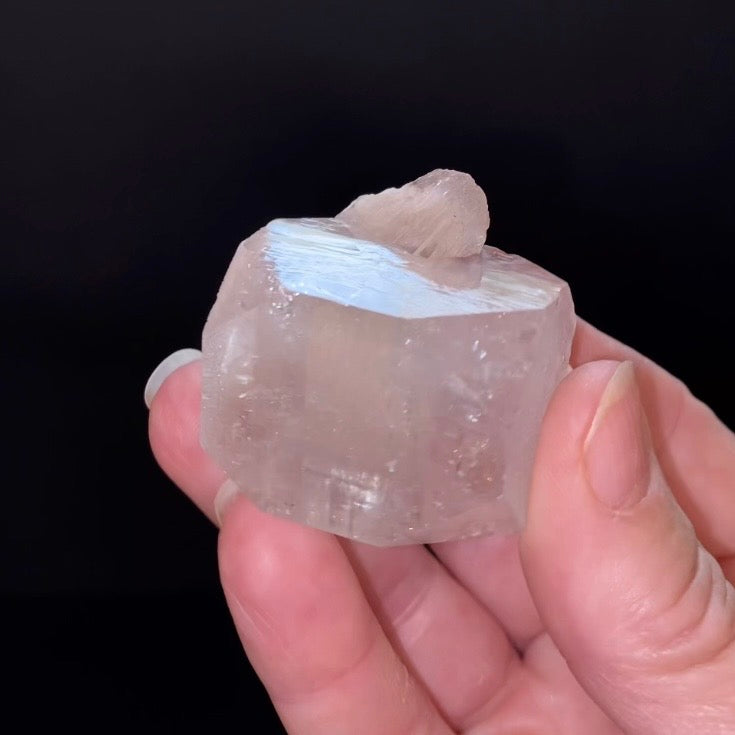 Clear Pseudo Cubic Apophyllite Crystal with Red Hematite Inclusions