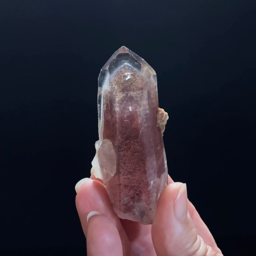 Red Hematite Double Phantom Sunset Quartz Crystal - Tamil Nadu, India