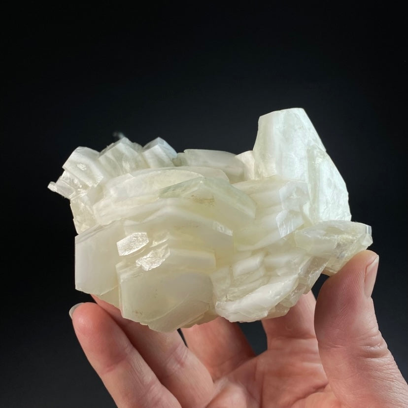 Fluorescent Hexagonal Sandwich Calcite Crystal Cluster