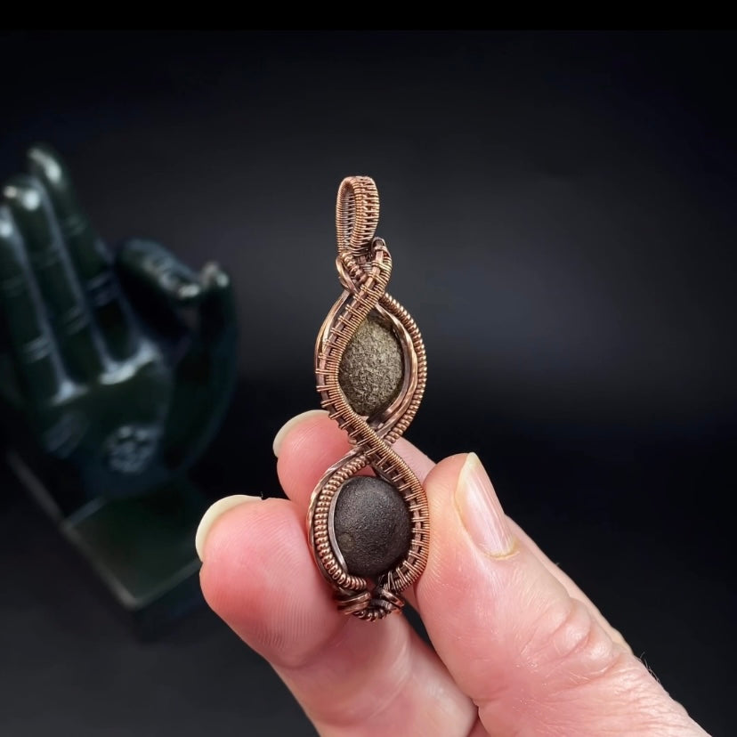 Copper Wire Wrapped Kansas Pop Rock Duo Pendant – Handcrafted Boji Stone Jewelry