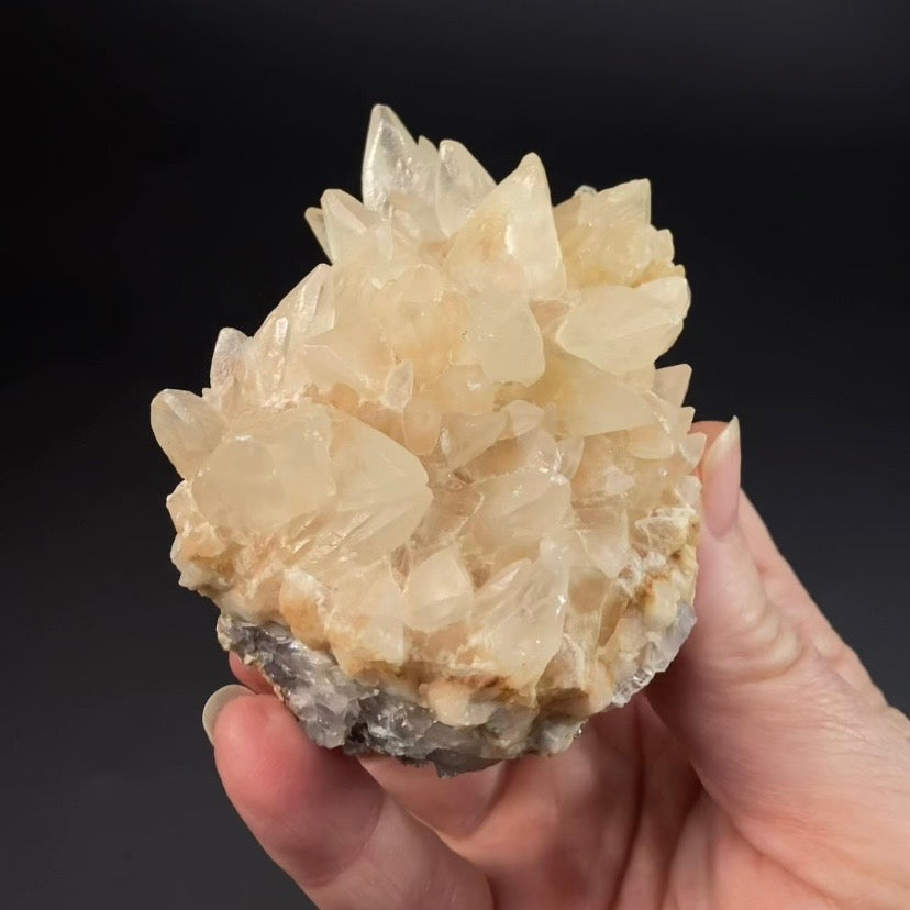 Scalenohedral DogTooth Calcite on Blue Purple Fluorite Matrix, UV Reactive, Fluorescent