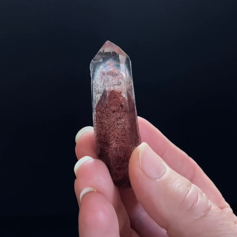 Red Hematite Double Phantom Sunset Quartz Crystal - Tamil Nadu, India