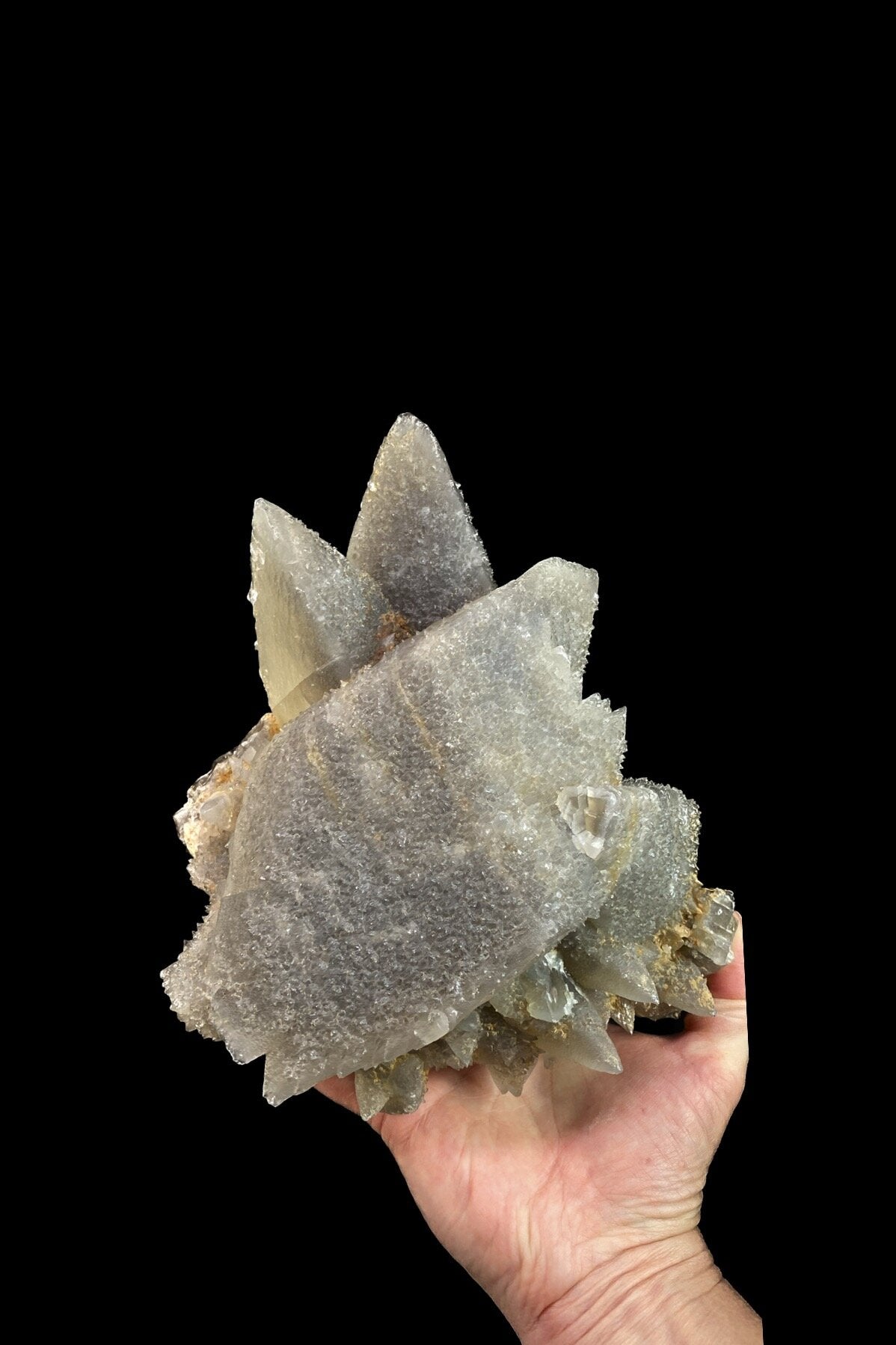 Scalenohedral “Dogtooth” Calcite Cluster with Minor Fluorite