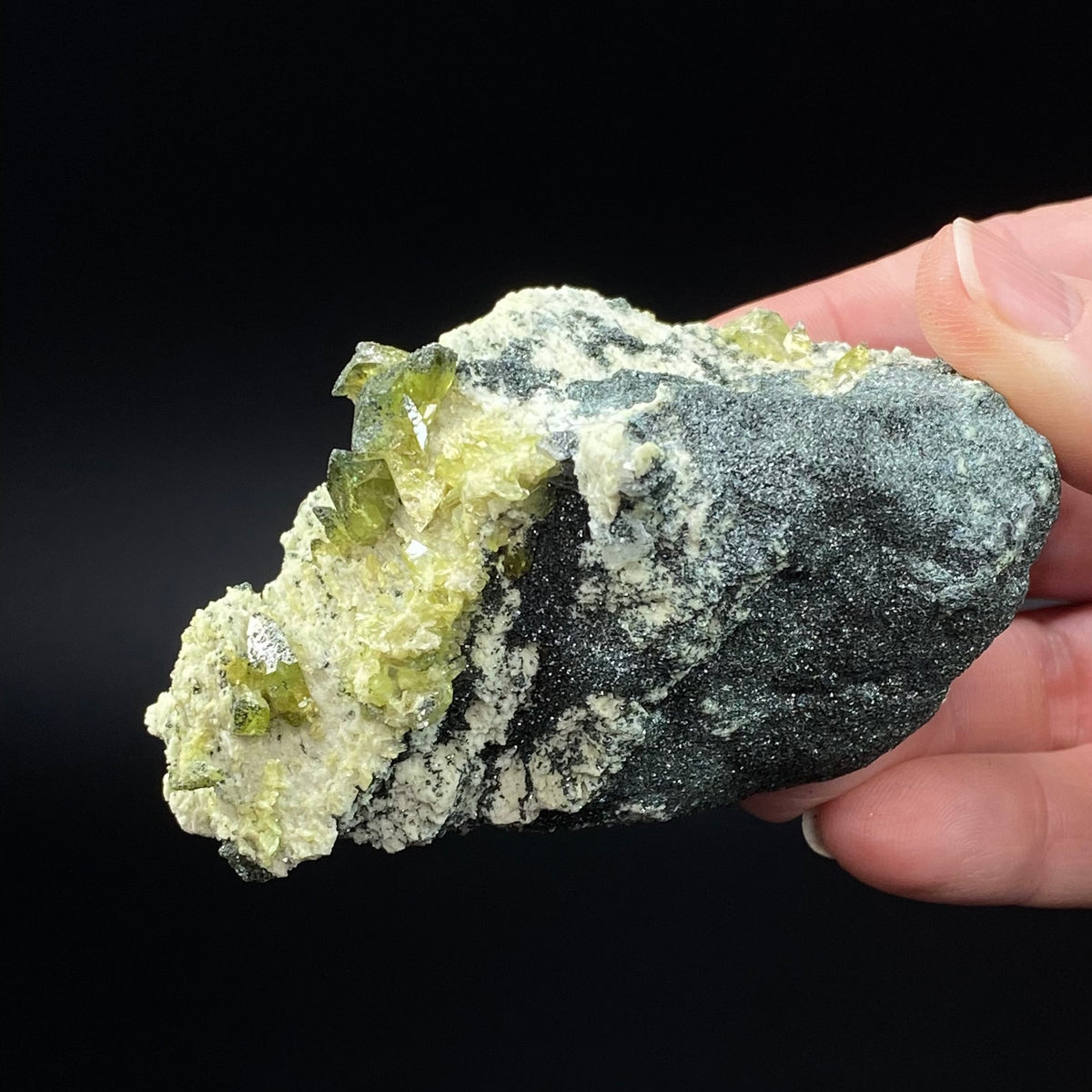 Green Alpine Type Titanite Sphene Crystals with Clinochlore on Matrix