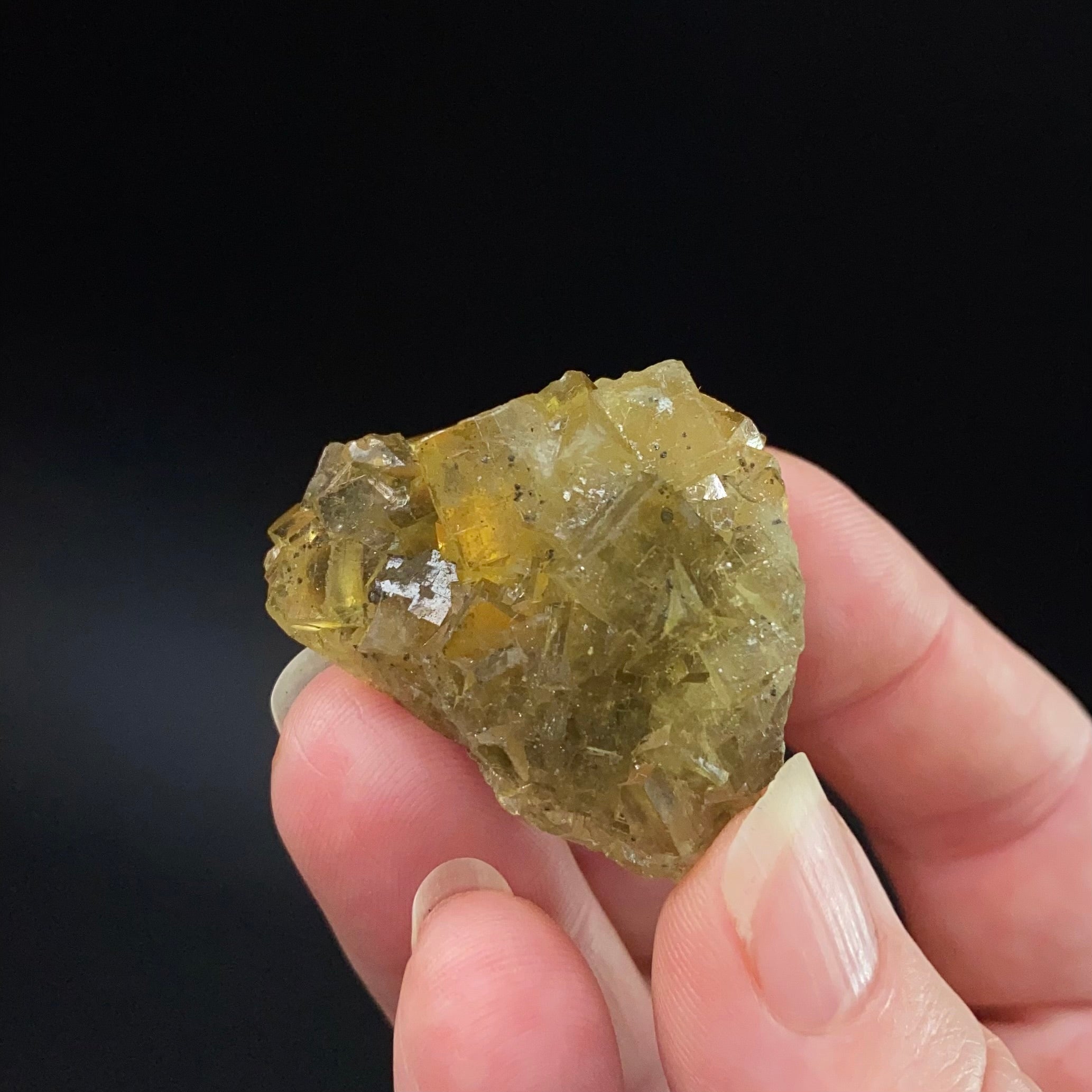 Yellow Moscona Cubic Fluorite Cluster from Asturias Spain