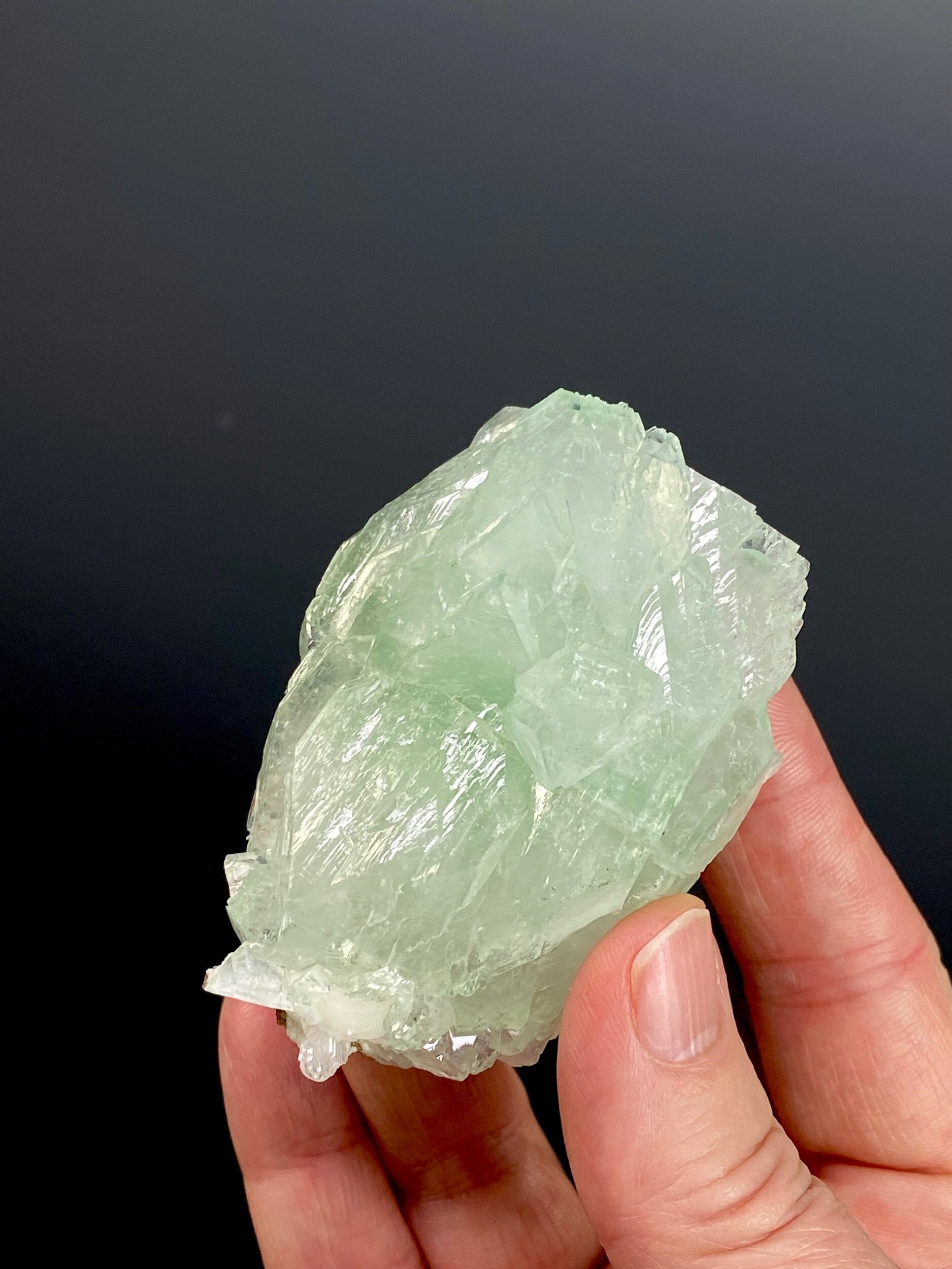 Green Apophyllite Crystal Cluster with Minor Stilbite