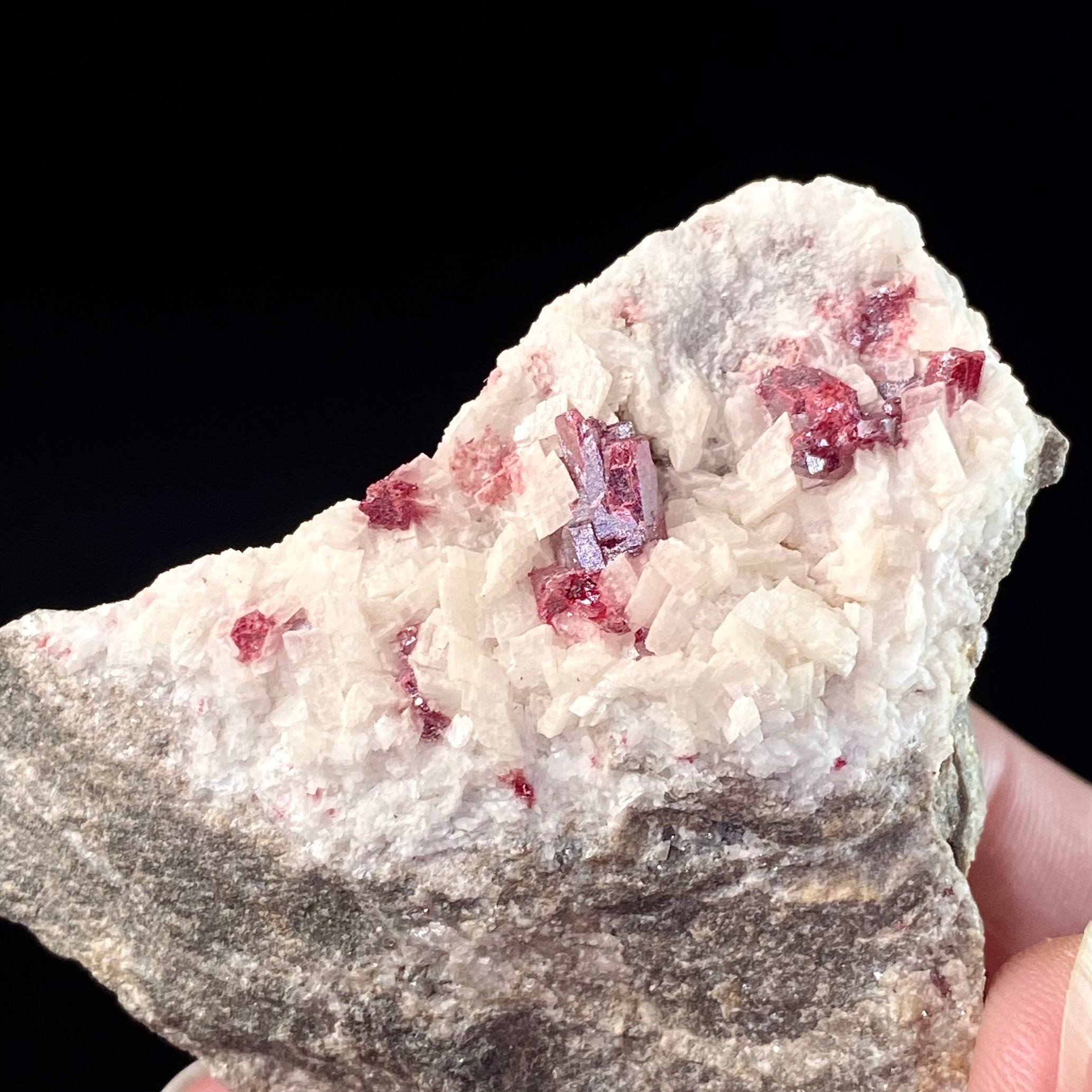 Red Cinnabar Crystals on Dolomite, Tongren Mine, Guizhou, China