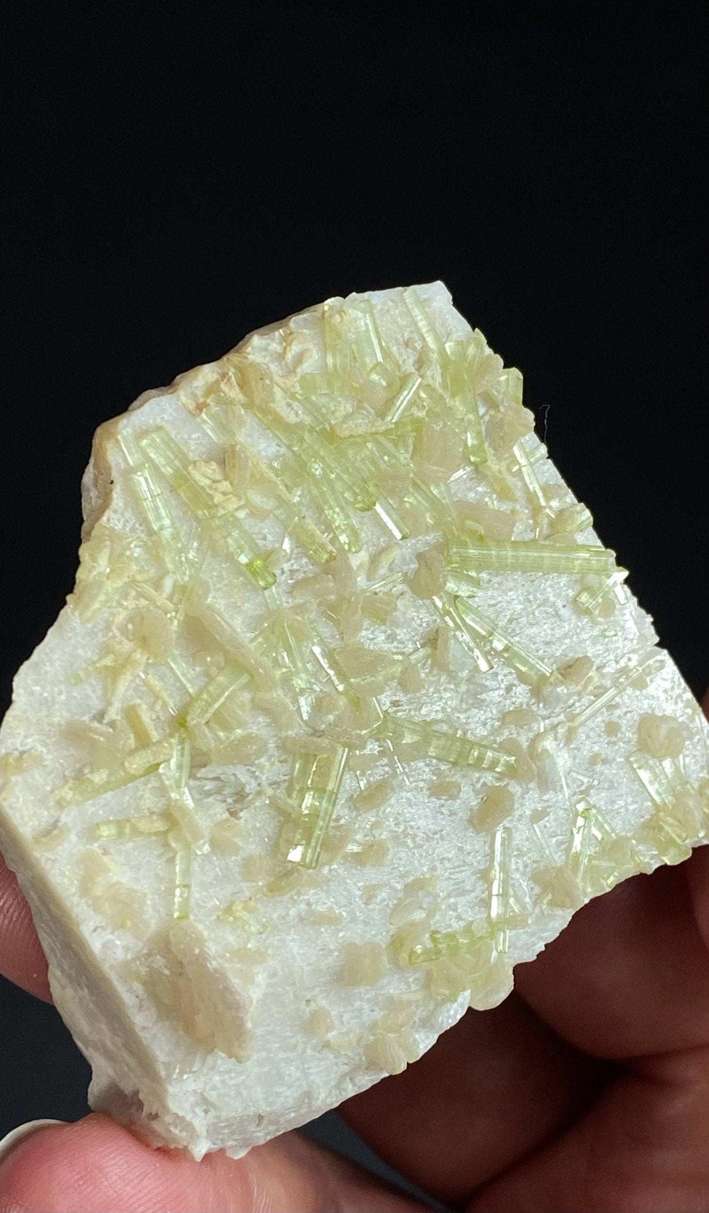 Light Green Tourmaline & Lepidolite on Feldspar Matrix