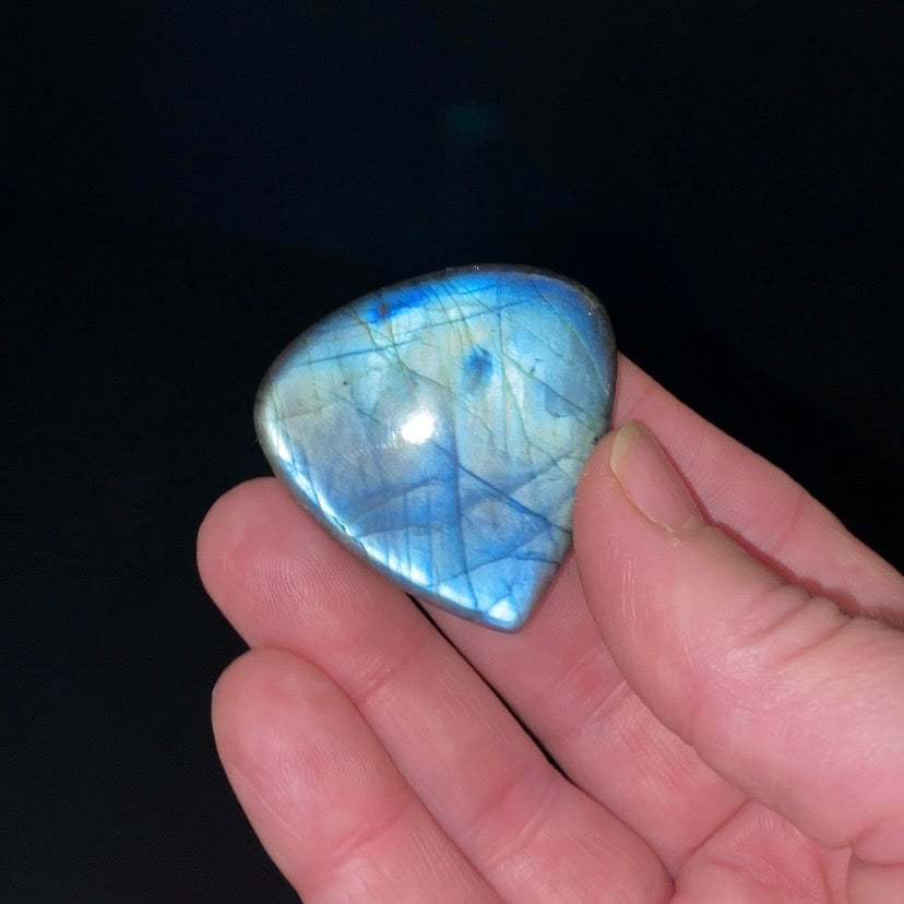 Blue Green Flash Labradorite Teardrop Shaped Cabochon