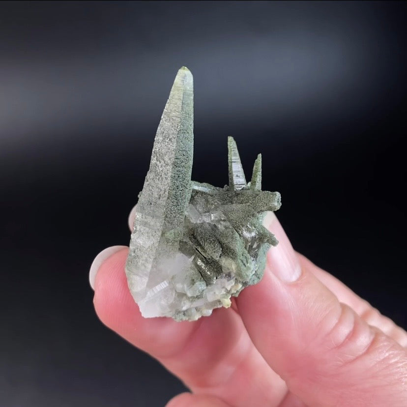 Himalayan Laser Chlorite Included Quartz Cluster from Ganesh Himal, Nepal