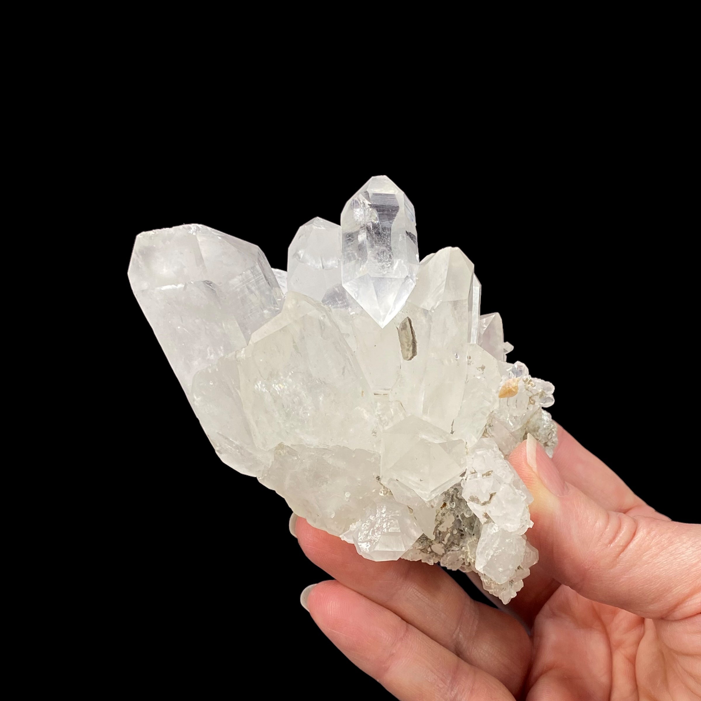 Clear Quartz Crystal Cluster with Tabular and Prismatic Crystals, Skardu District, Pakistan