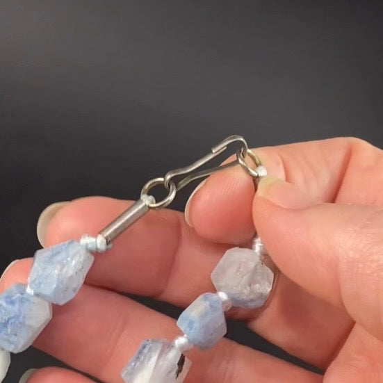 Polished Aquamarine Crystal Knotted Necklace