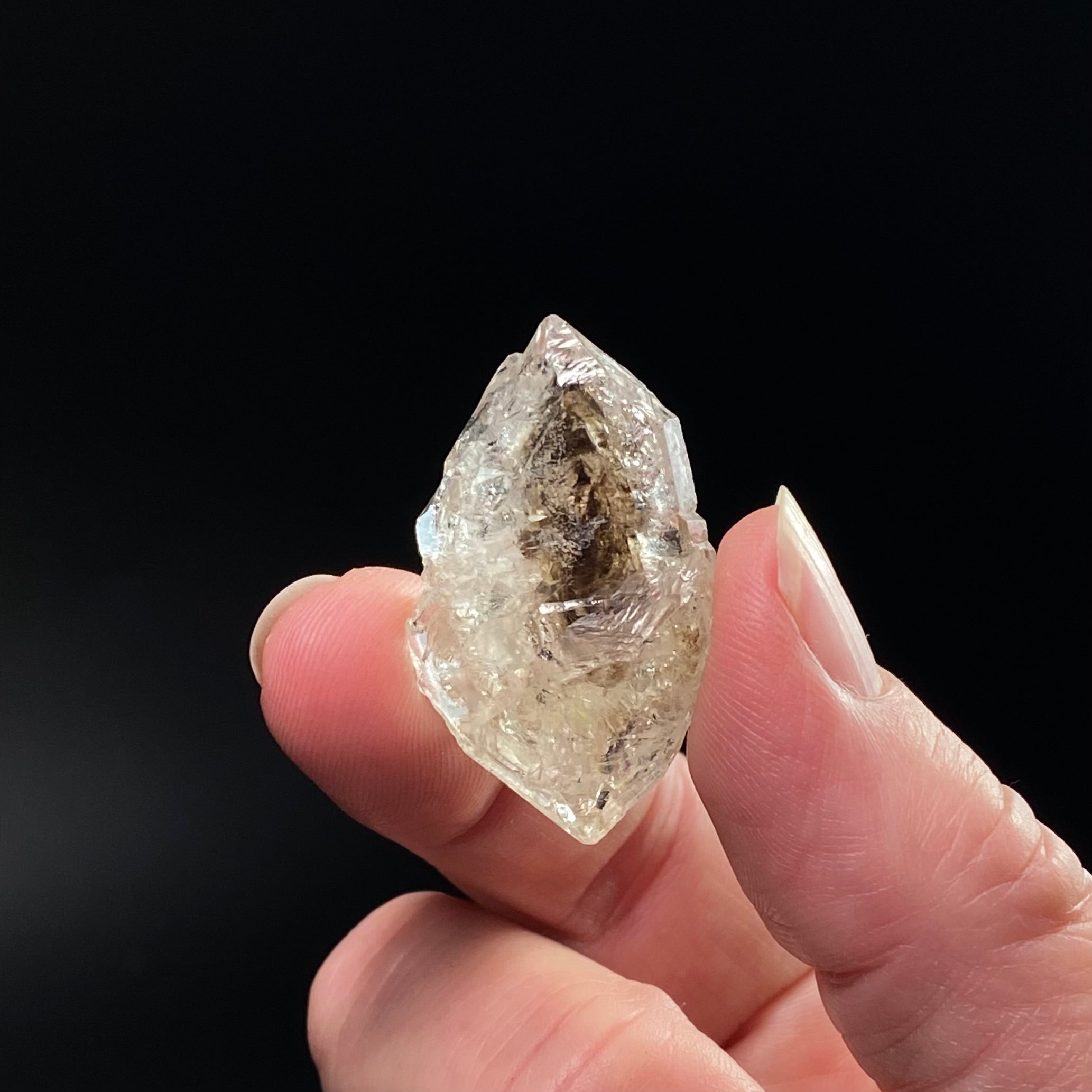ONE Unique Double Terminated Quartz Crystal with Fluorescent Inclusions