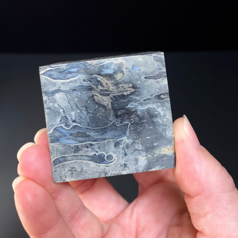 Fossilized Palm Root Ball Polished Cube from Sumatra, Indonesia