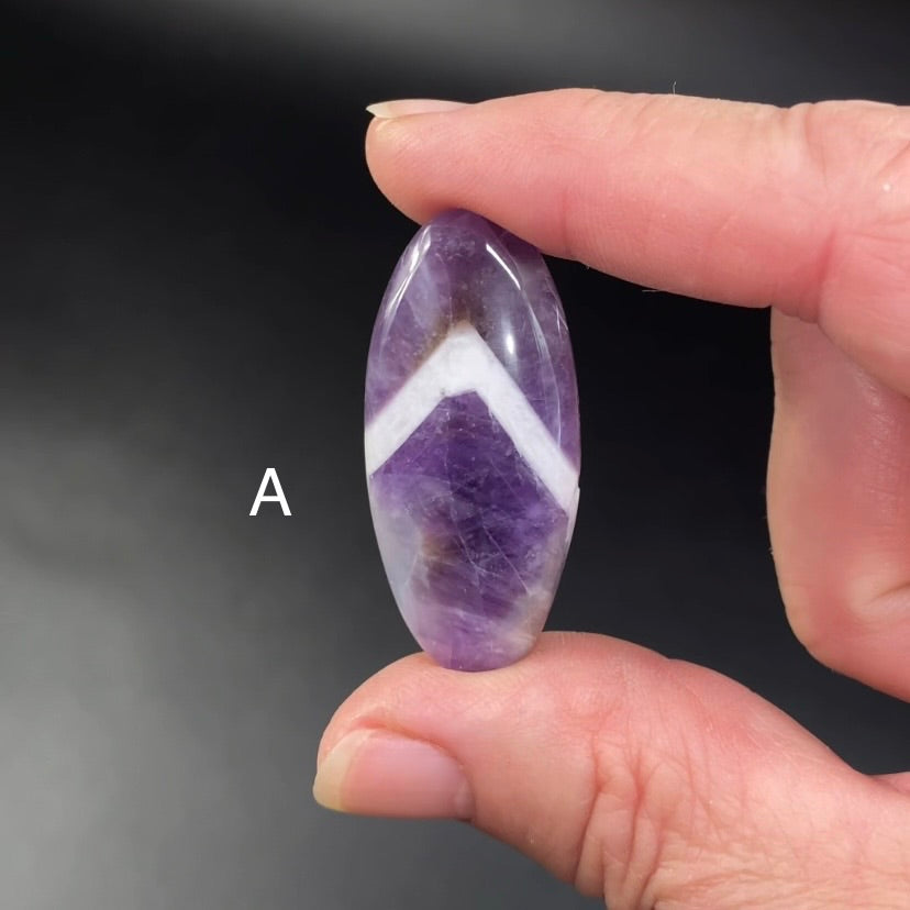 Chevron Purple Amethyst Oval Polished Cabochons - Choose Yours