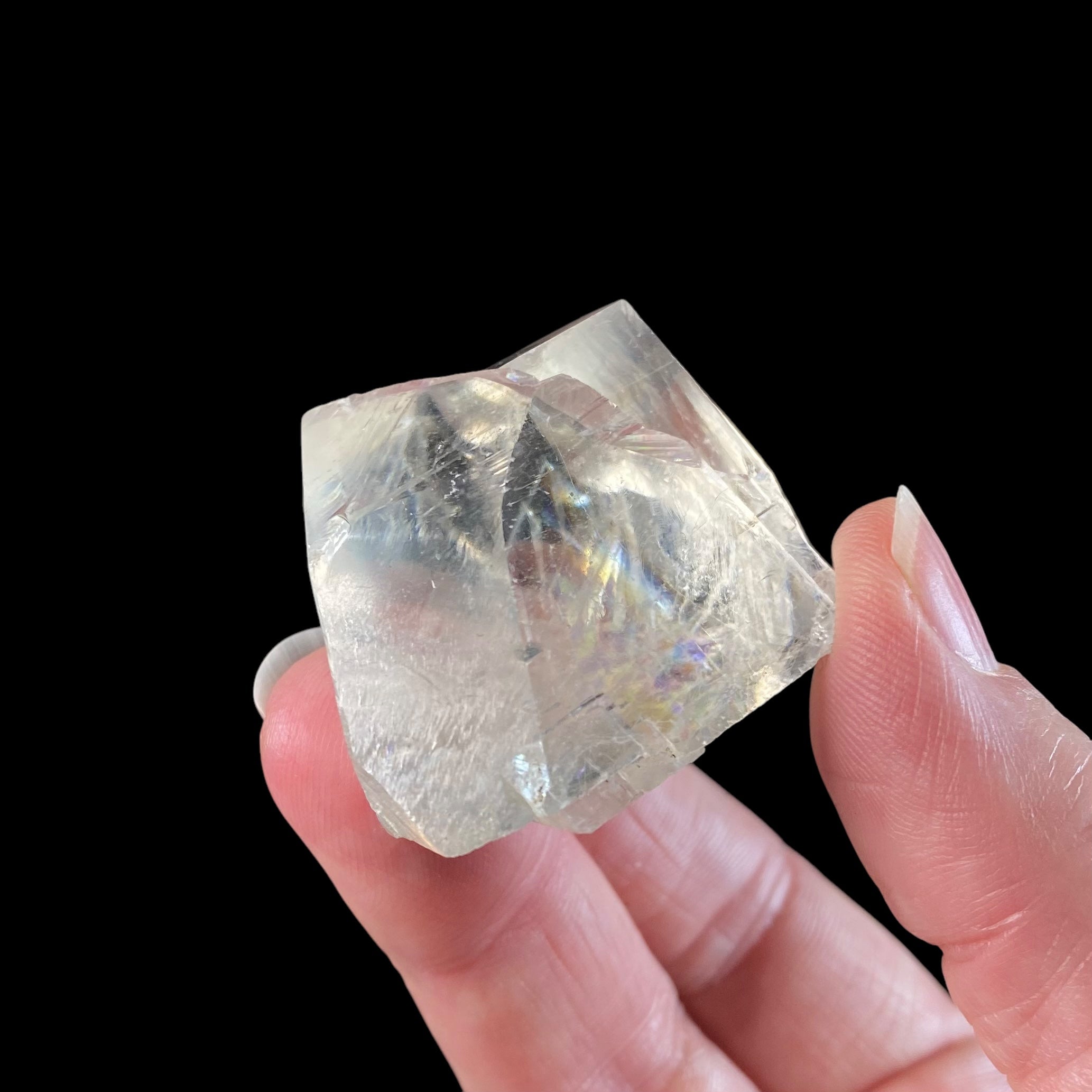 Light Golden Calcite Crystal Cluster with Rainbows