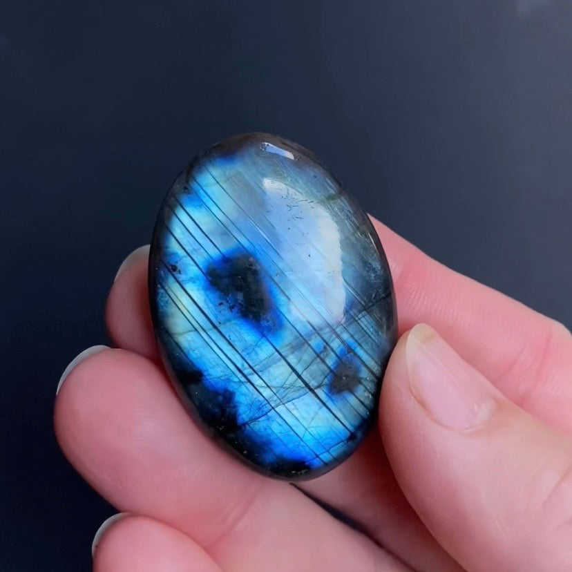 Blue Flash Labradorite Oval Shaped Cabochon