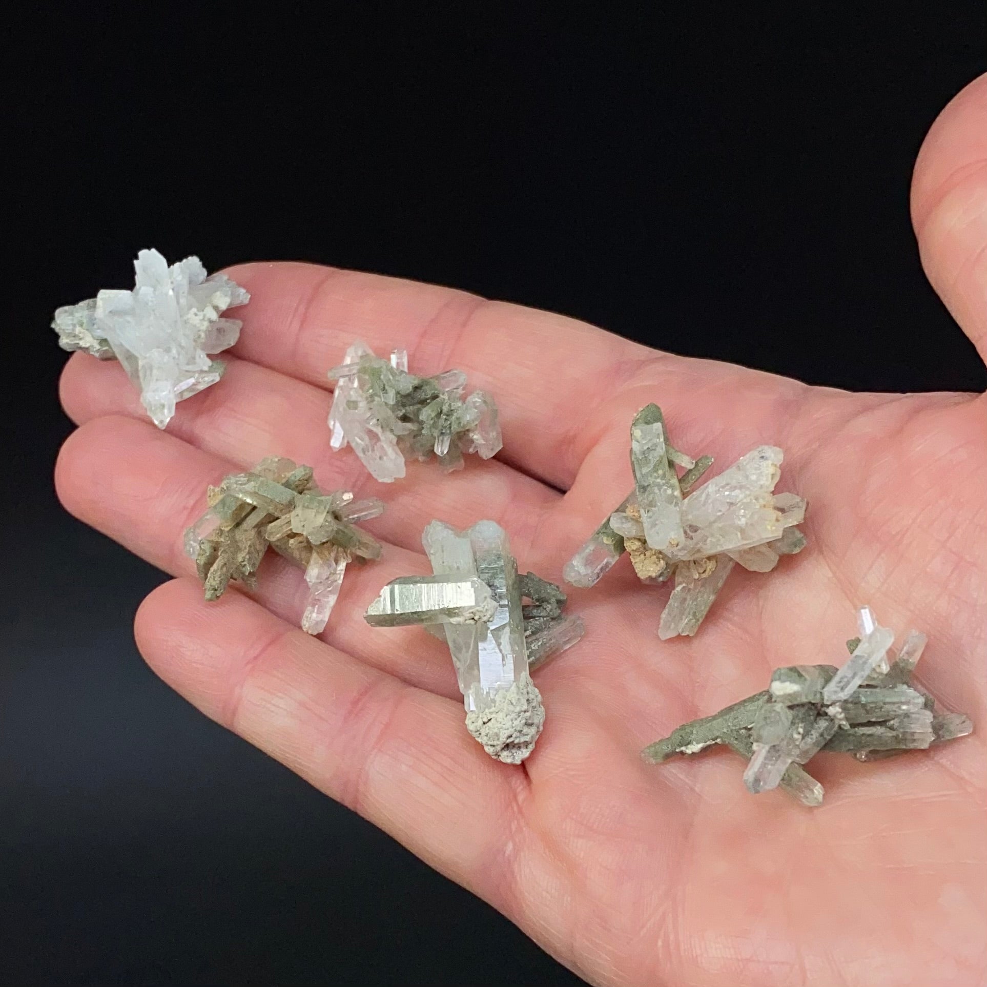 Chlorite Included Quartz Clusters 6 Piece Lot