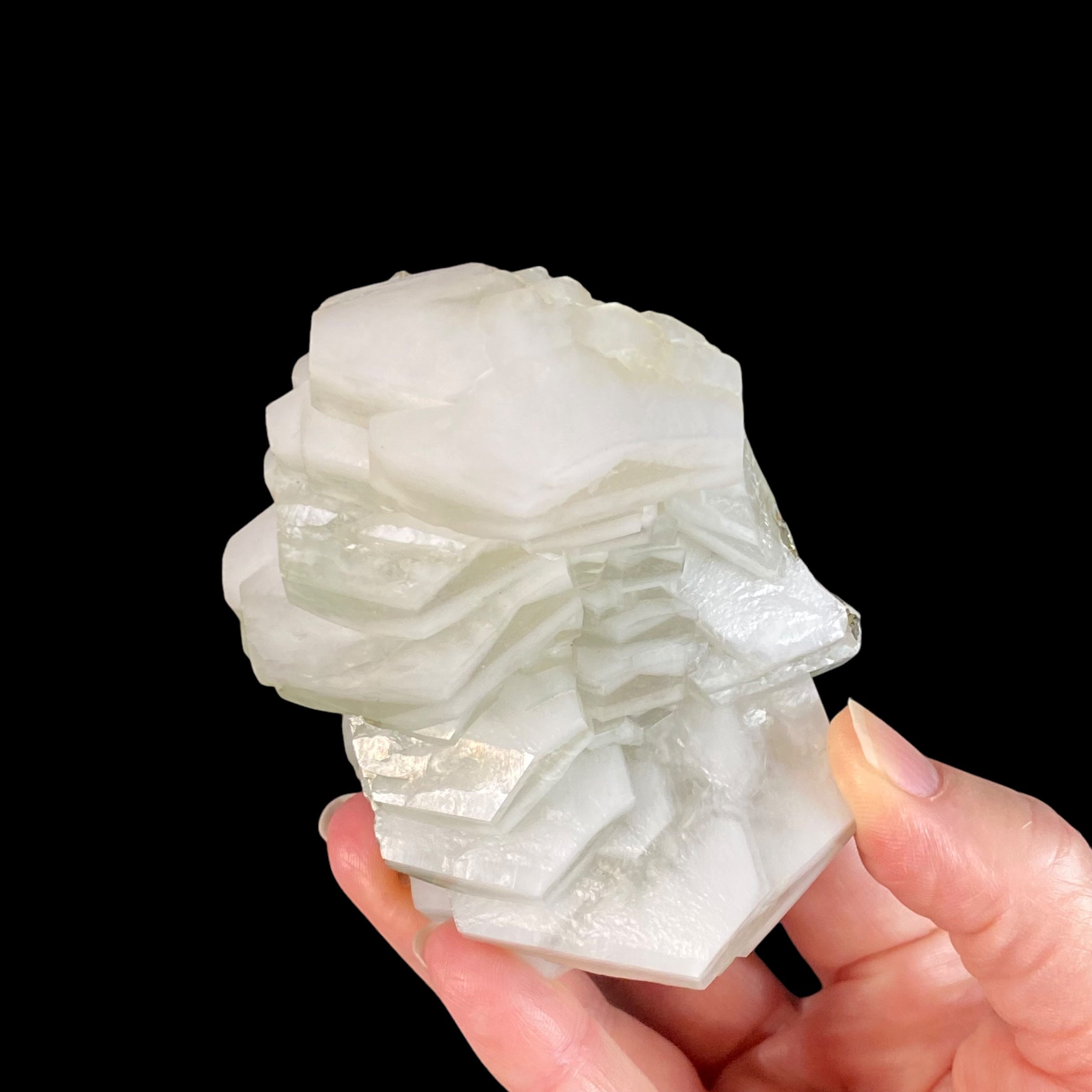 Fluorescent Hexagonal Sandwich Calcite Crystal Cluster
