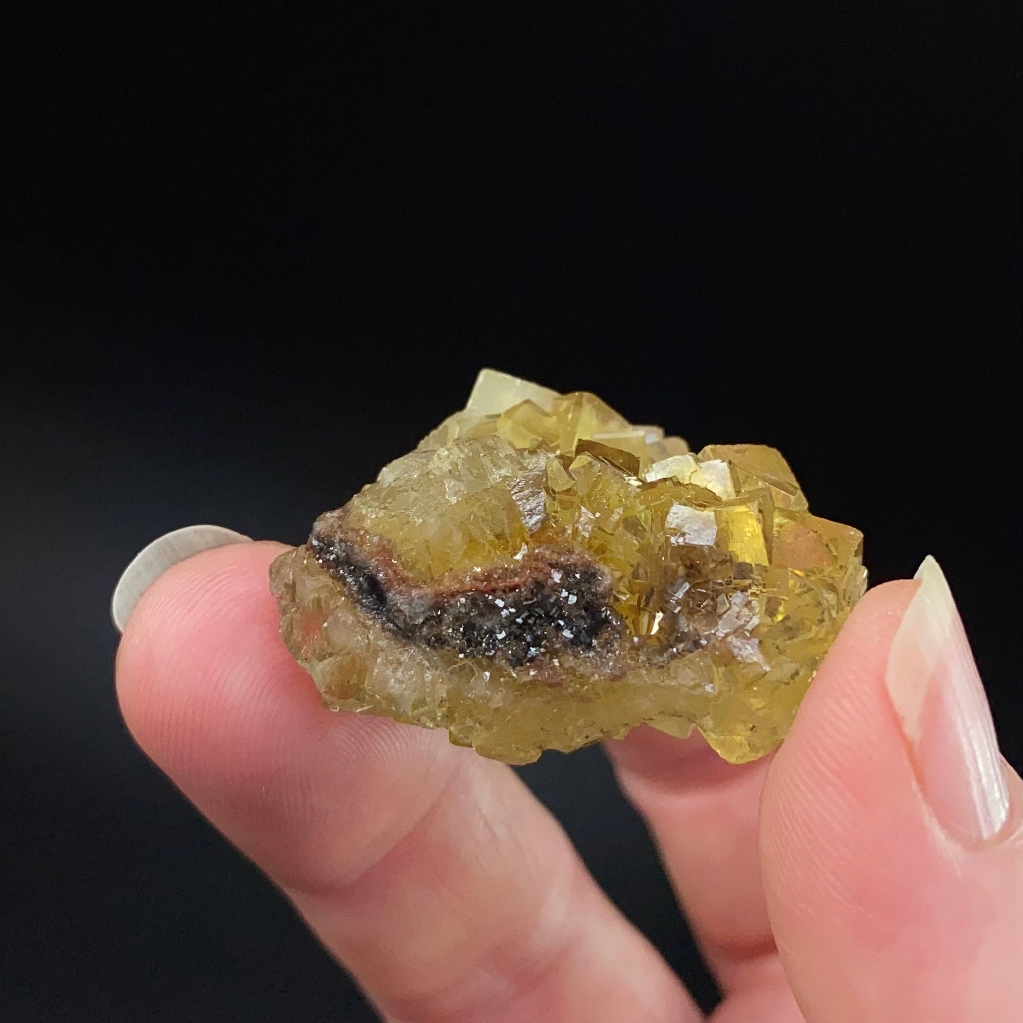 Yellow Moscona Cubic Fluorite Cluster from Asturias Spain