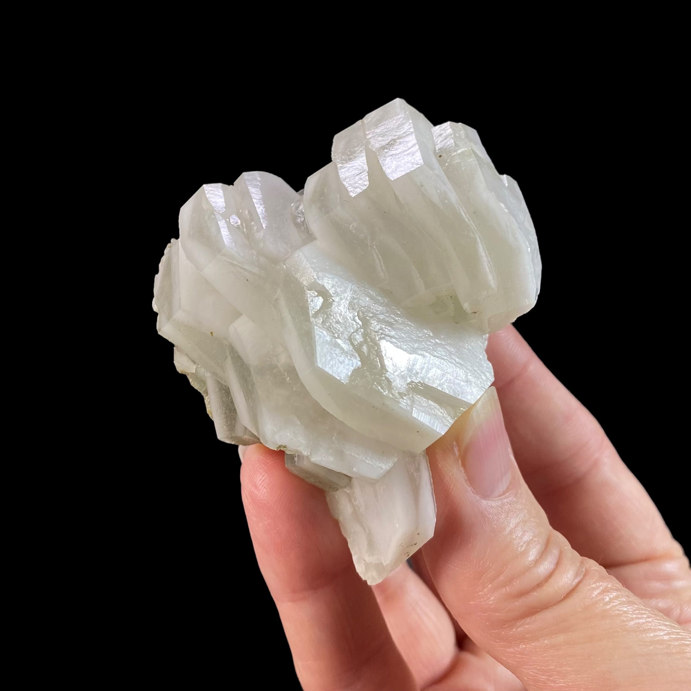 Fluorescent Hexagonal Sandwich Calcite Crystal Cluster