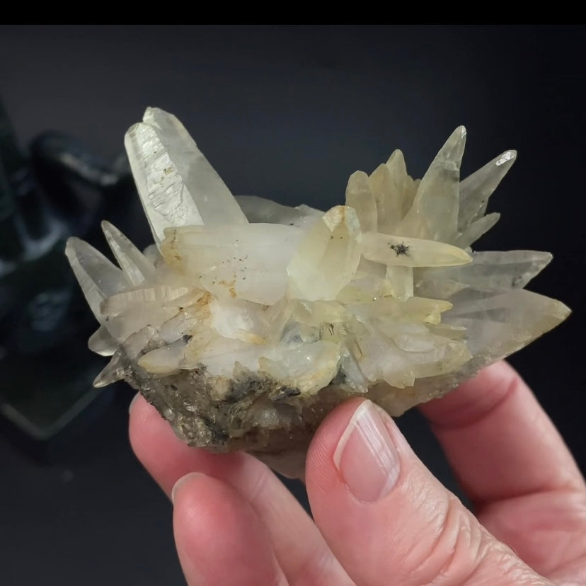 Laser Quartz Crystal Cluster with Hematite Inclustions