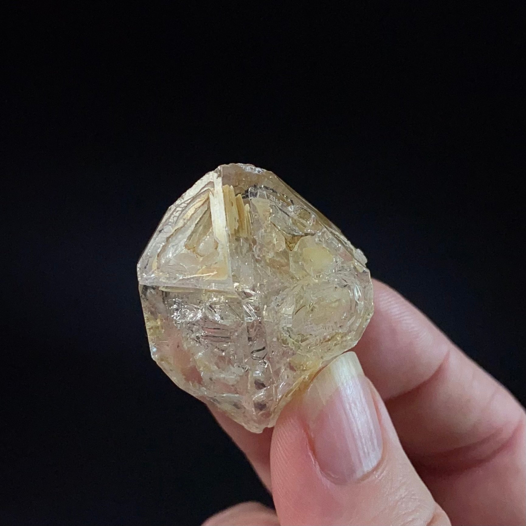 Double Terminated Fenster Quartz Crystal with Orange Fluorescent Inclusions
