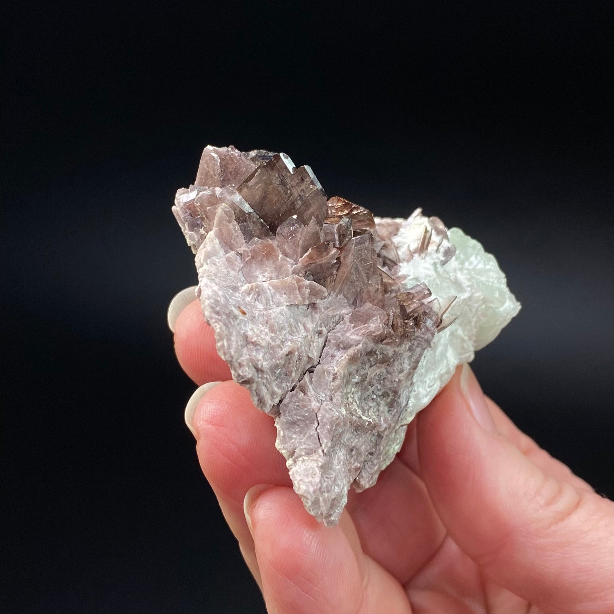 Axinite Crystal Cluster with Chrysotile and Pericline from Shigar Valley, Gilgit-Baltistan, Pakistan
