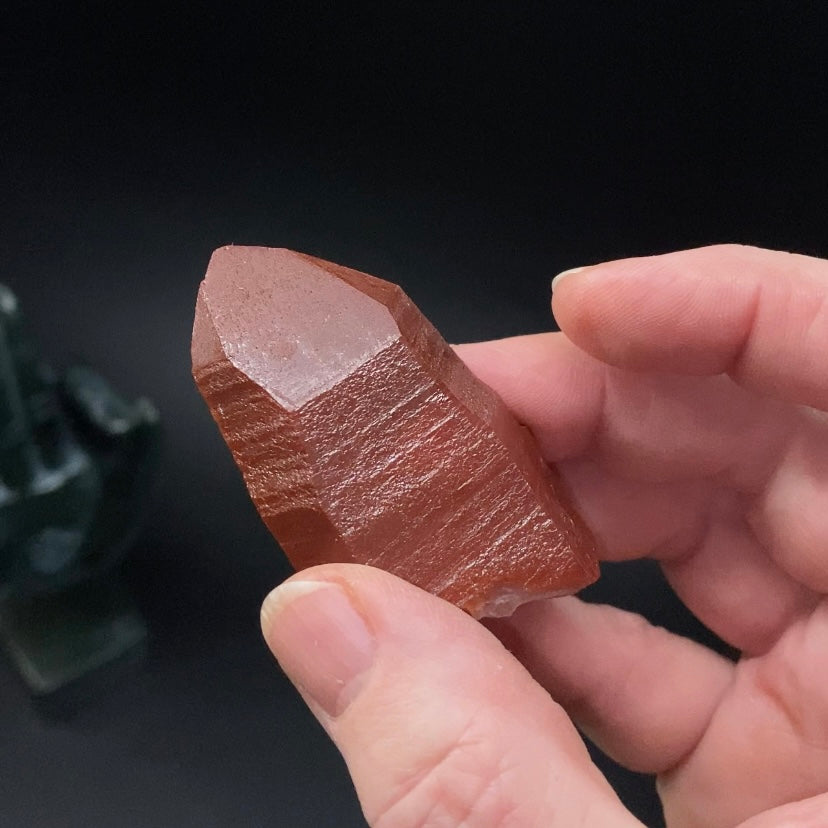 Red Hematite Channeling Quartz Crystal from Tourash, Morocco