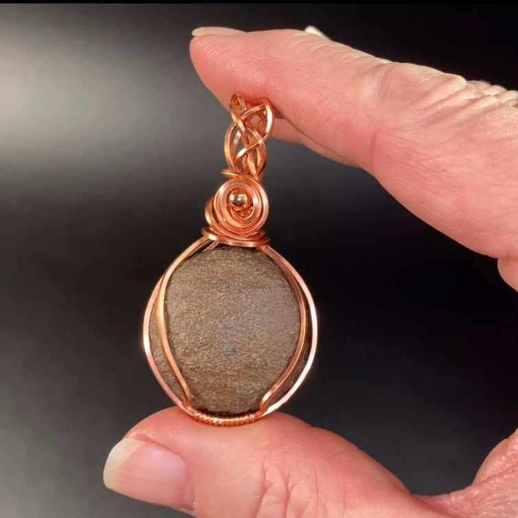 Shaman Stone aka Moqui Marble and Raw Copper Handmade Wire Wrapped Pendant