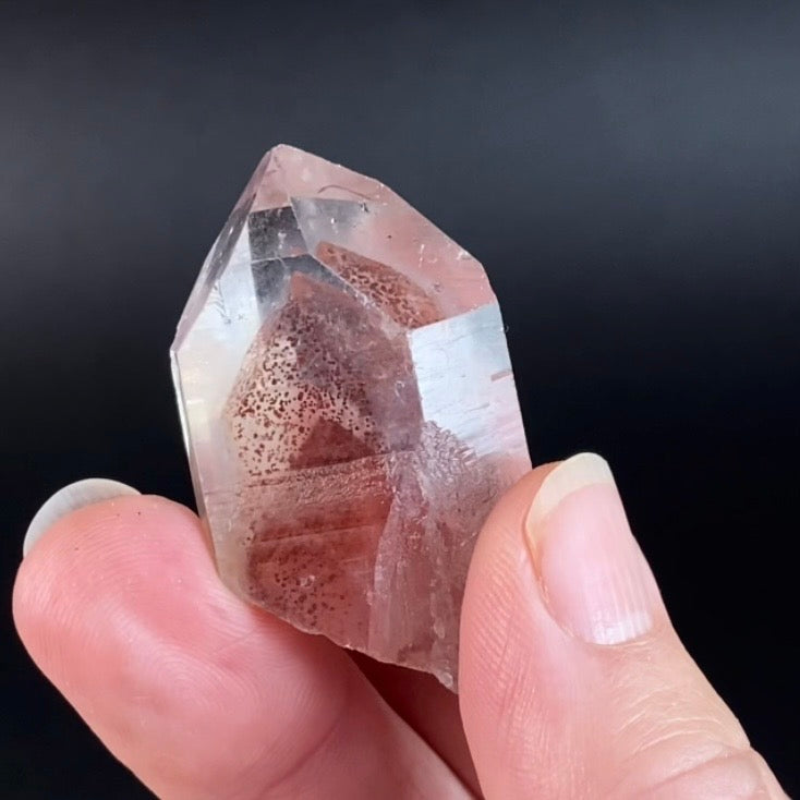 Red Hematite Double Phantom Sunset Quartz Crystal - Tamil Nadu, India