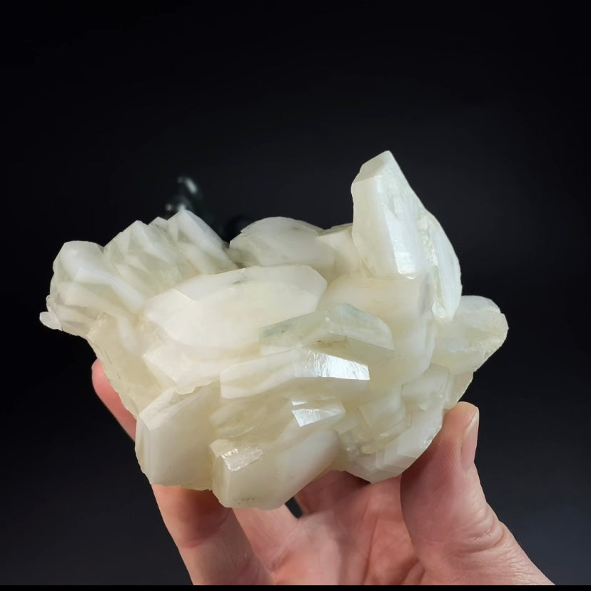 Fluorescent Hexagonal Sandwich Calcite Crystal Cluster