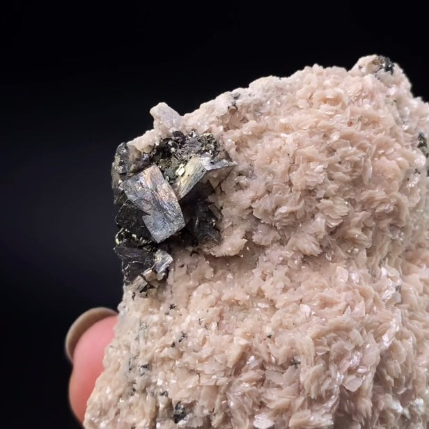 Kosovo Rhodochrosite Crystal Cluster with Arsenopyrite from Trepca Mines