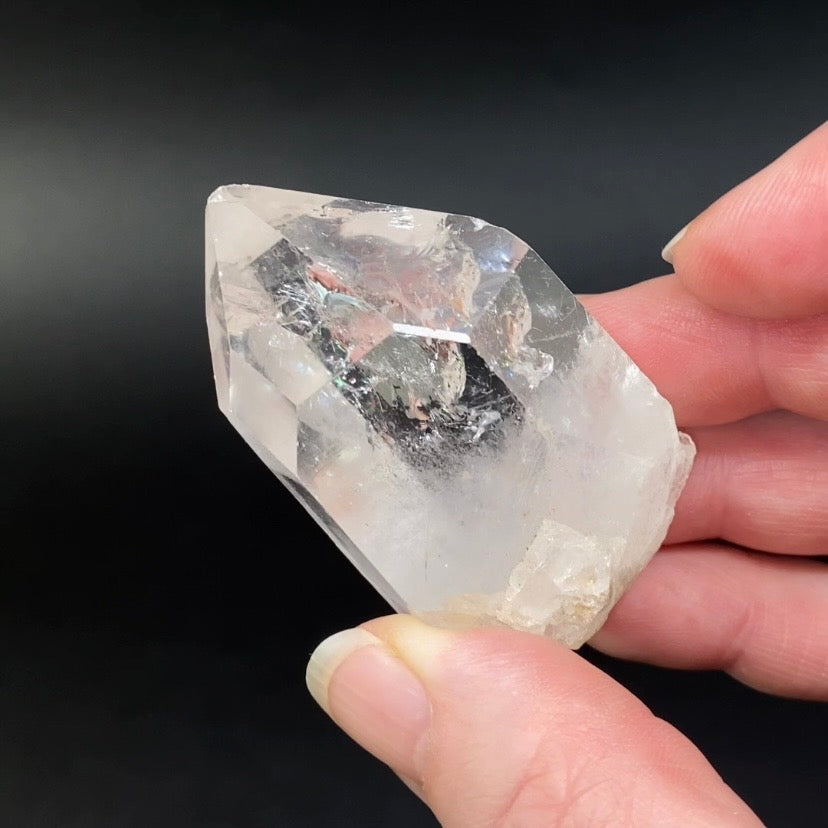 Water Clear Quartz Crystal with Diamond Shaped Window and Rainbows, Minas Gerais, Brazil Natural Crystal