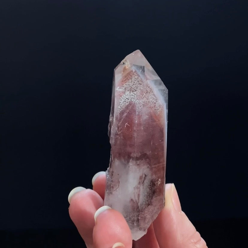 Red Hematite Double Phantom Sunset Quartz Dow Crystal - Tamil Nadu, India