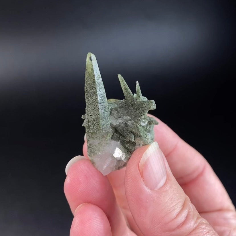 Himalayan Laser Chlorite Included Quartz Cluster from Ganesh Himal, Nepal