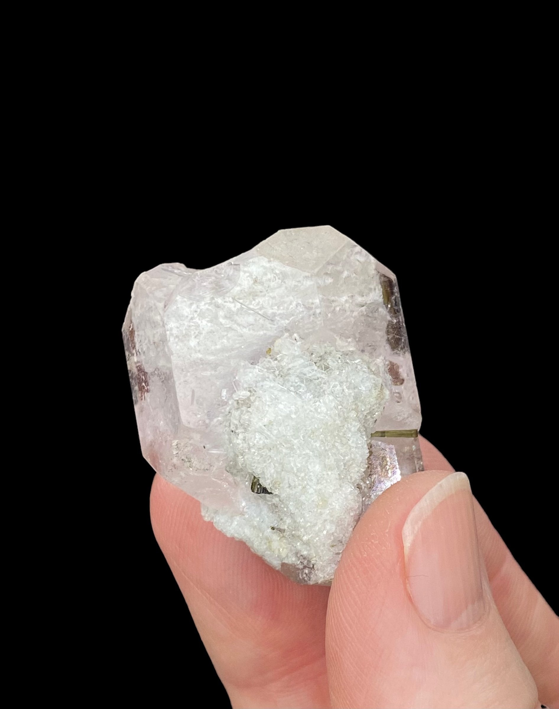 Morganite Crystal with Green Tourmaline & Quartz, Pech, Afghanistan
