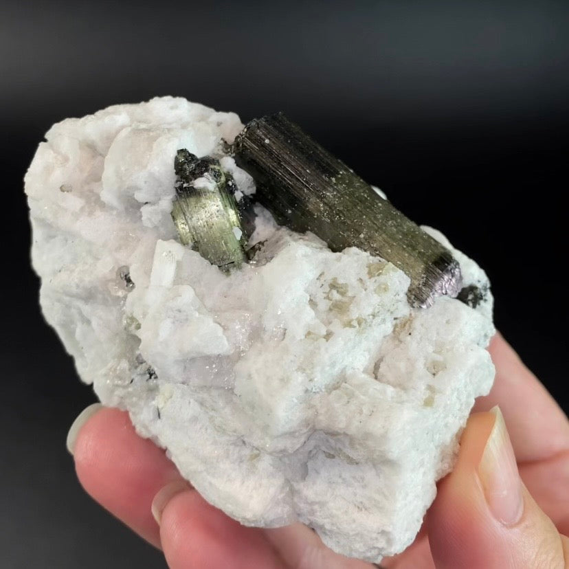 Chatoyant Green Cat's Eye Tourmaline Crystals on Matrix Pech, Afghanistan