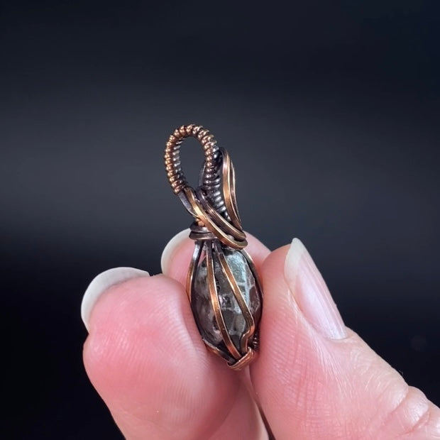 Fossilized 380 Million Year Old Pleurodictyum Coral & Copper Wire Wrapped Pendant