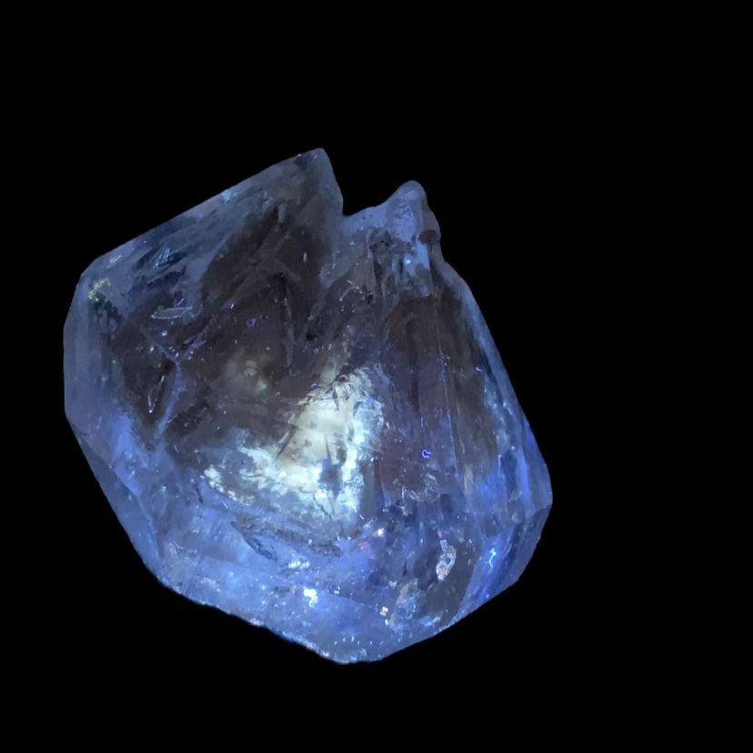 Twin Terminated Fenster Quartz Crystal with Fluorescent and Phosphorescent Inclusions