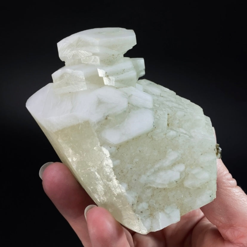 Fluorescent Hexagonal Sandwich Calcite Crystal Cluster