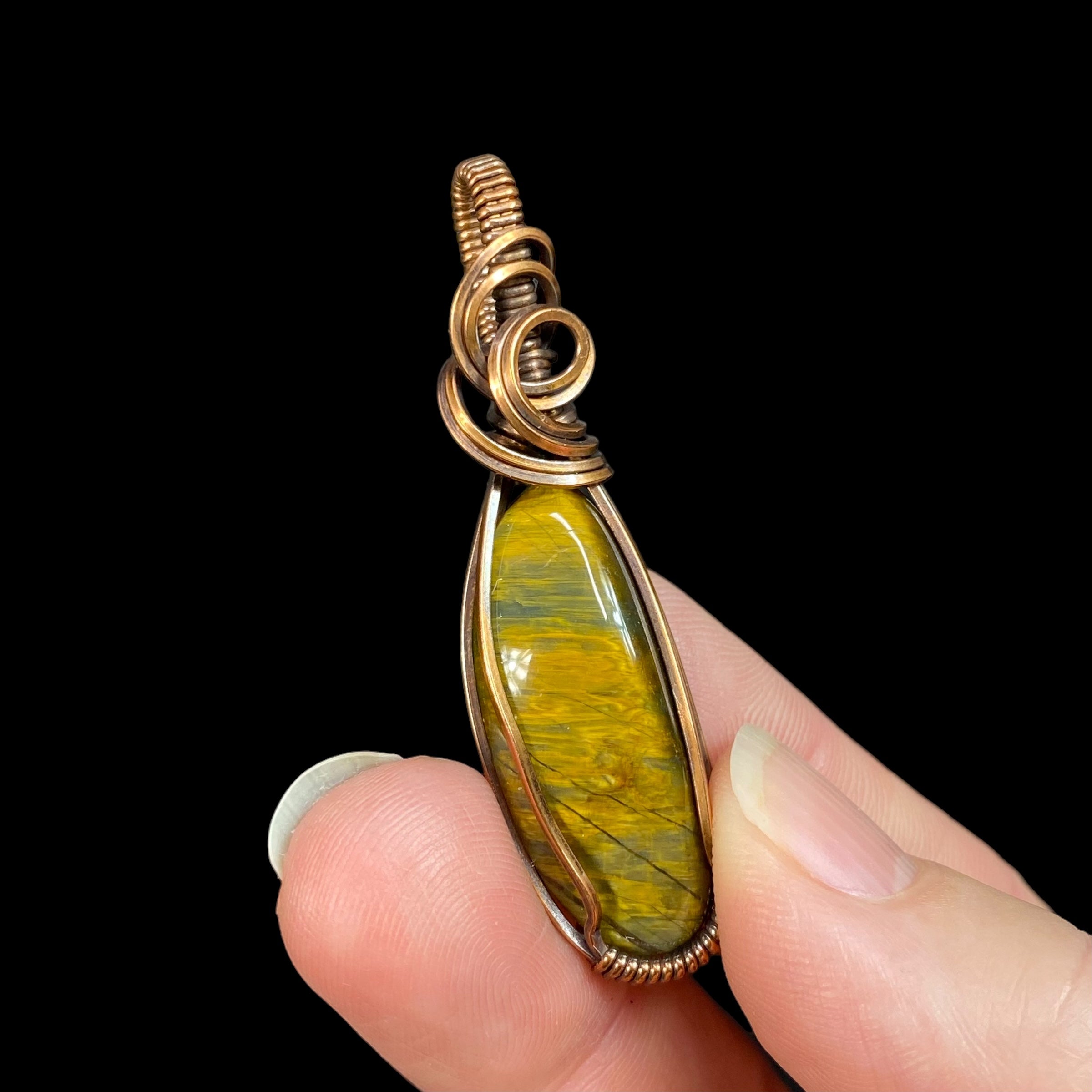 Tiger’s Eye Copper Wire on sale Pendant