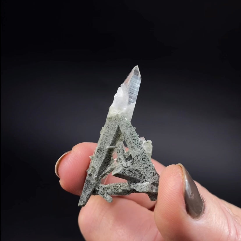 Himalayan Laser Chlorite Included Quartz Cluster from Ganesh Himal, Nepal